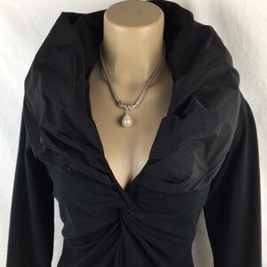 Cabi Cinema Taffeta Sophisticated Opera Collar Avant Garde Top Blouse S